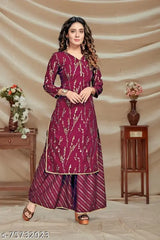 Cetakan Kerajang Kurti dengan Palazzo Pant